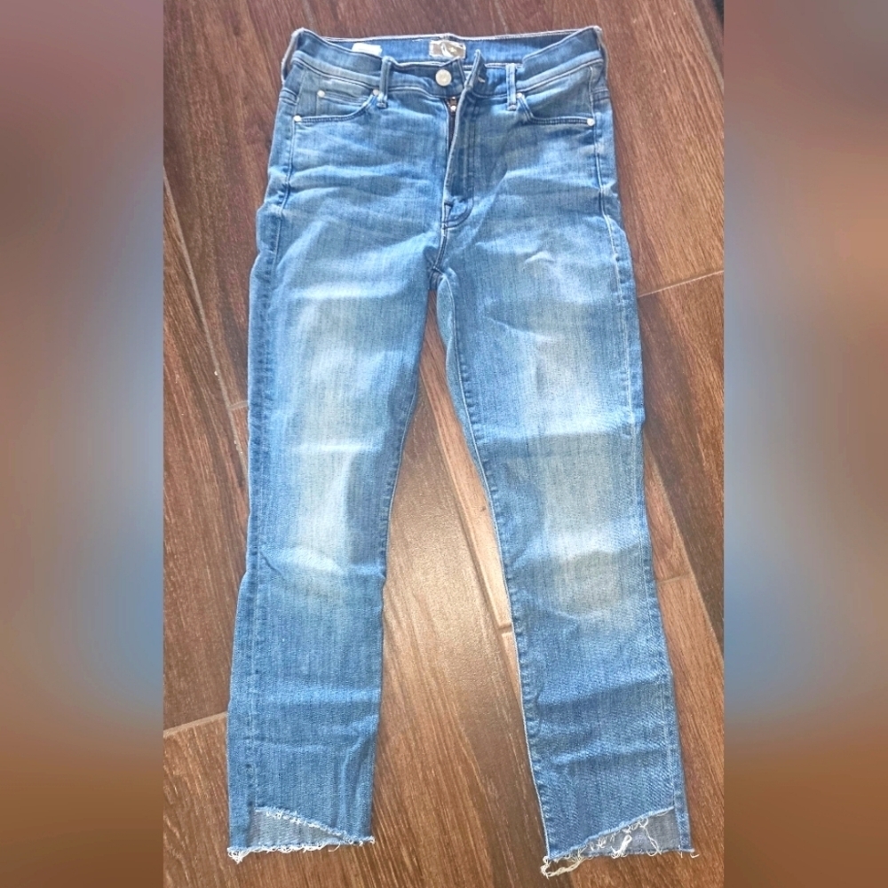 MOTHER Blue Distressed Jeans